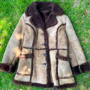 RARE Leather Sheepskin Shearling Coat